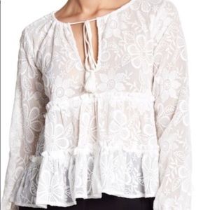 BB Dakota White Embroidered Lace Top
